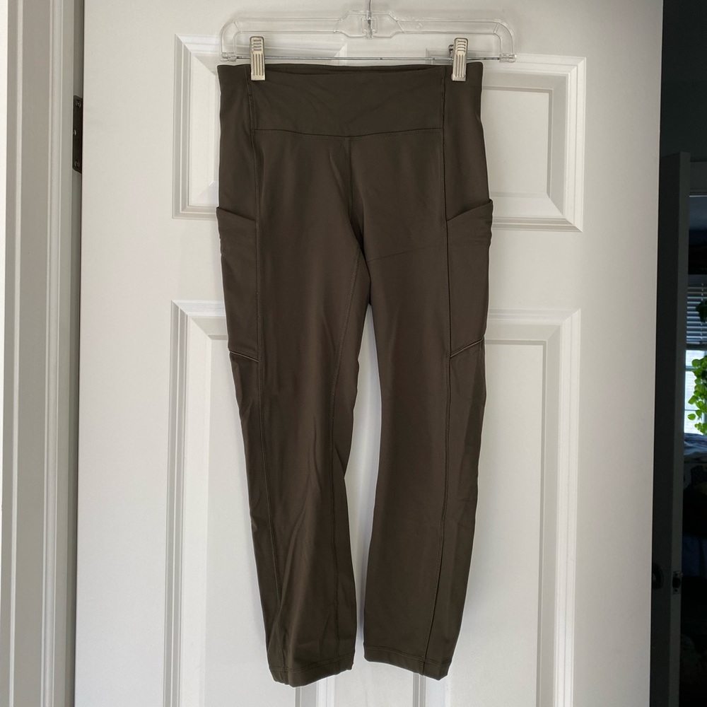 Olive Green Lululemon Cropped Leggings - Size 4